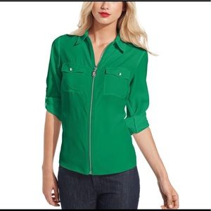 Michael michael kors long sleeve zip front top
